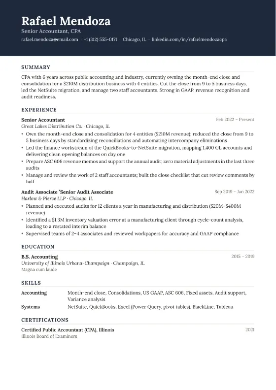 Accountant resume example