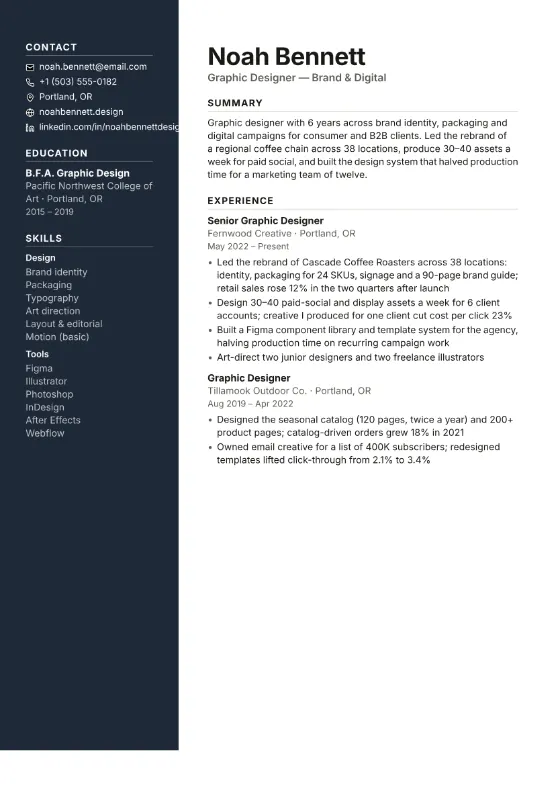 Graphic Designer resume example