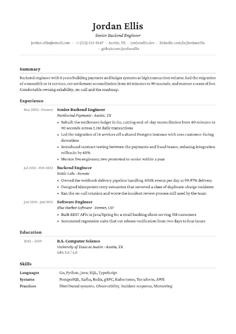Academic resume template