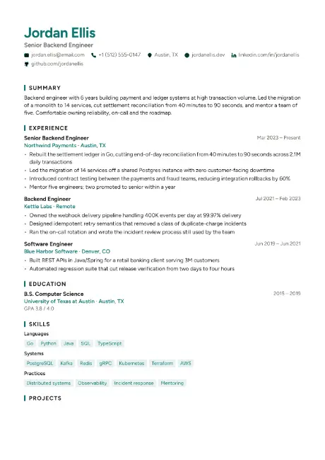 Pulse resume template