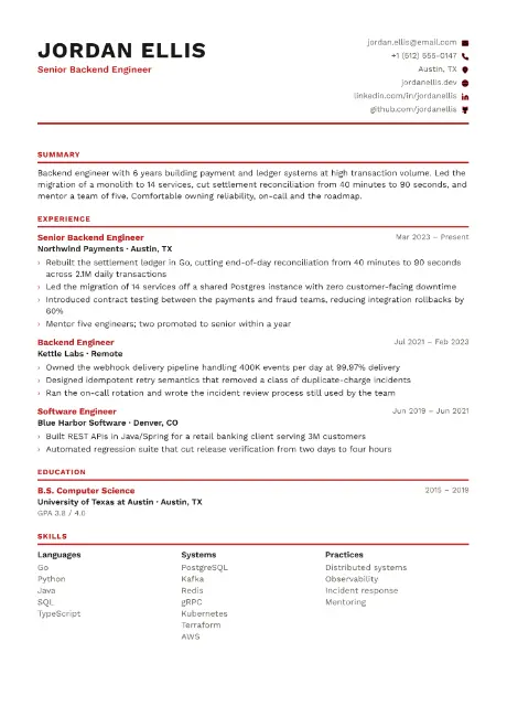 Mosaic resume template, first page