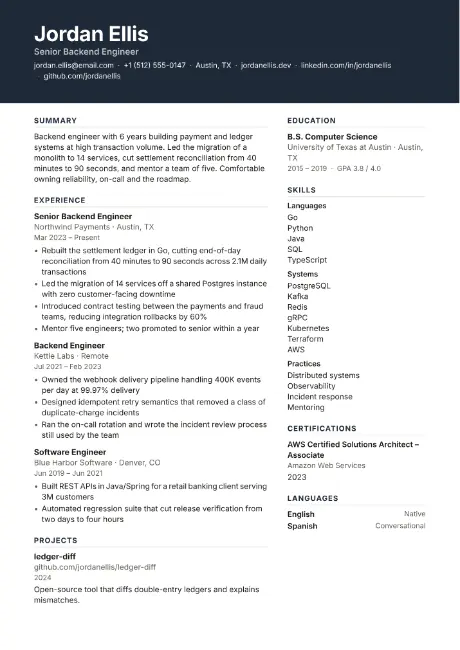 Panel resume template