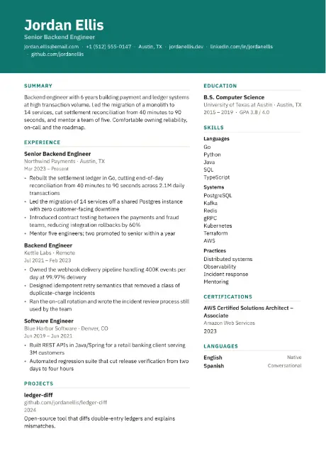 Split resume template