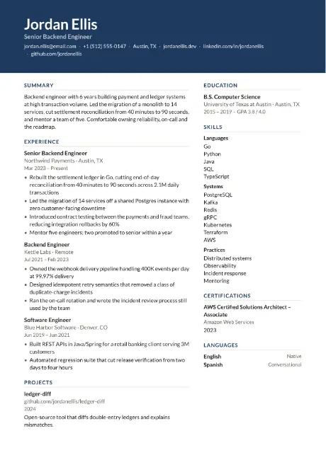 Banner resume template