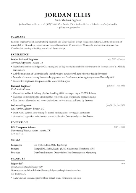 Classic resume template