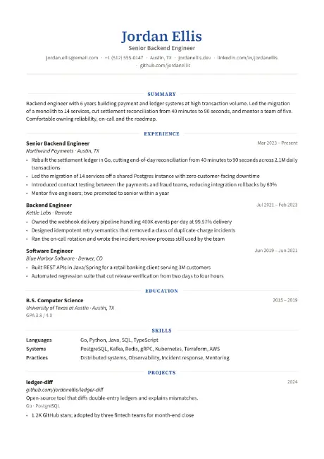 Contemporary resume template