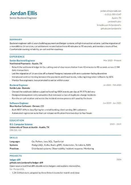 Corporate resume template