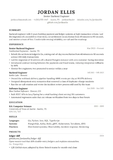 Heritage resume template