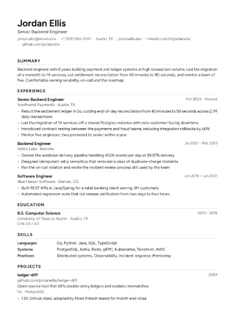 Clean resume template