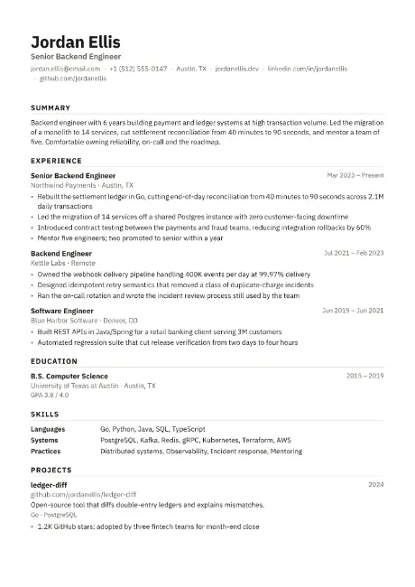 Plain resume template
