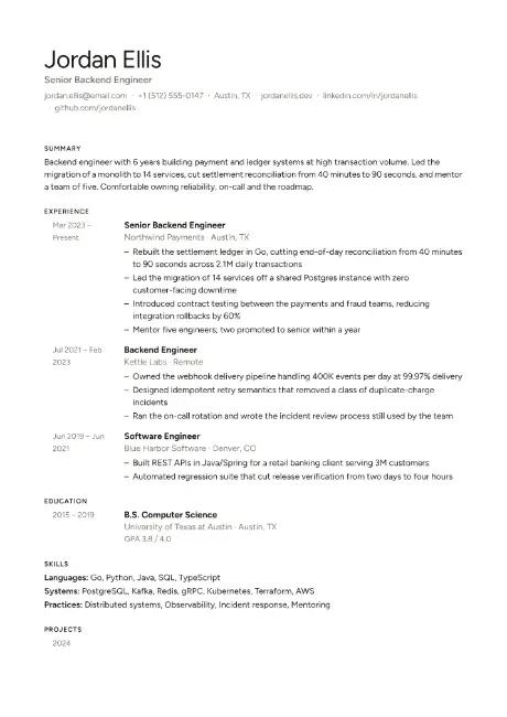 Minimal resume template