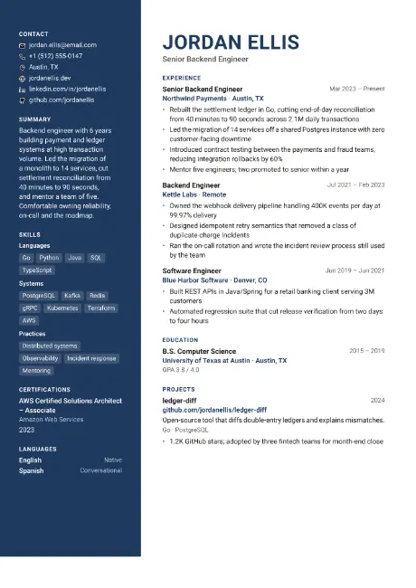 Palette resume template
