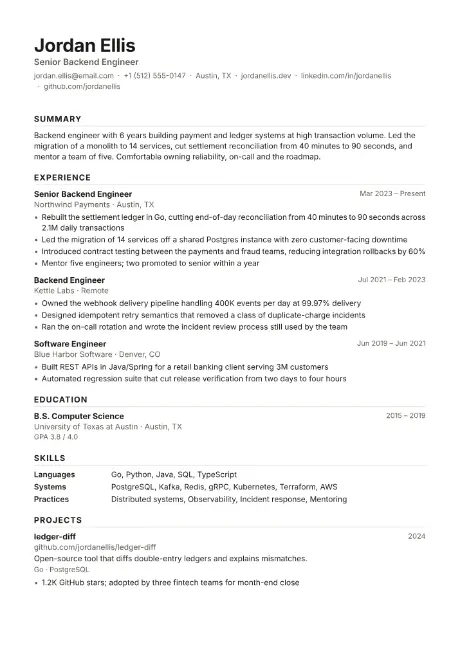 Standard resume template