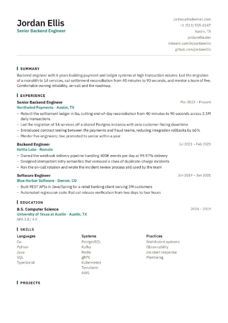 Tech resume template
