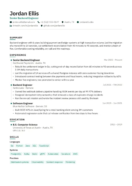 Timeline resume template